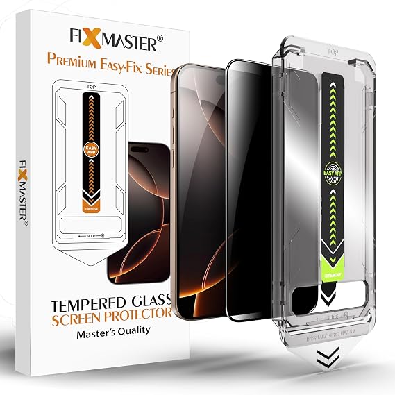 Fixmaster iPhone 17e -16e - 13-13 pro -14 ile Uyumlu Hayalet (Privacy) Temperli Cam, Easy Fix Kolay Kurulum Serisi Yüksek Kaliteli Ekran Koruyucu