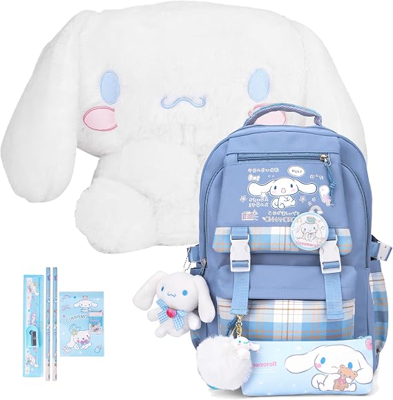 juju White Kawaii Backpack & Plush (20 in, Hpy) - Kawaii Stuff Kawaii Accessories - Big Kawaii Plushies - Cute Kawaii Stuff Kawaii Plushie