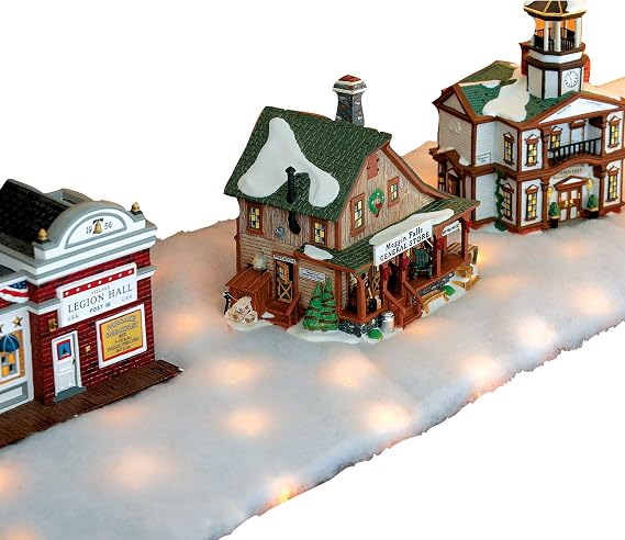 Collections Etc LED Snow Battery Operated Table Runner Brown