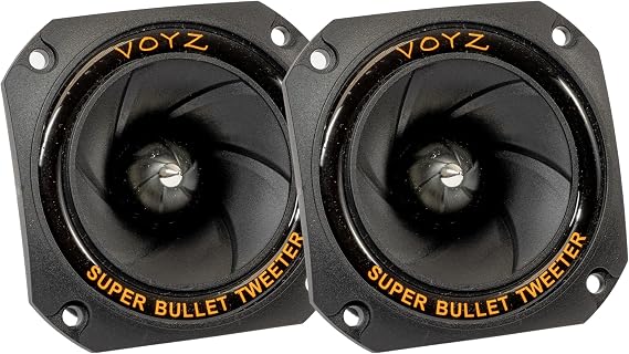 VOYZ 400 Watt 3.5 Piezo Super Horn Tweeters Aluminum Diaphragm 4-8 ohms - Black Housing with Capacitor 1 Pair (2pcs) (PET-1943)