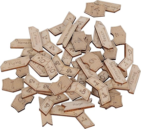 CZYY Wooden MTG Counter Set, 194 Laser-Cut Ability & Buff Tokens