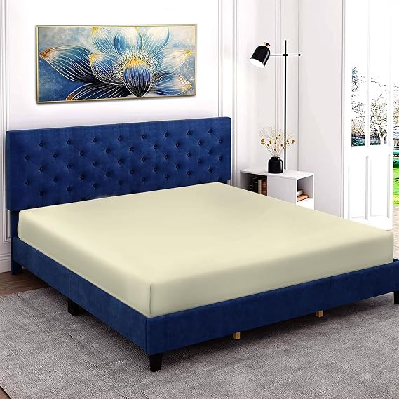 A2Z Easy Iron Diamond Fitted Cotton Sheet - Diamond Sheet Cream Double, Full