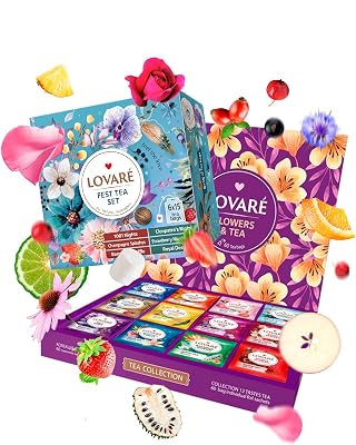 LOVARE Assorted Tea Bags Variety Bundle - 60 Bags with 12 Tastes  90 Bags with 6 Tastes Tea Collection in Gift Boxes - Mothers Day Gifts