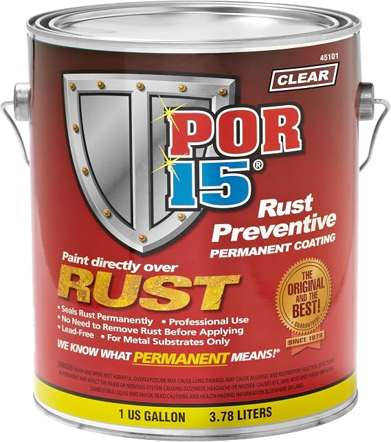 POR-15 Rust Preventive Coating, Stop Rust and Corrosion Permanently, Anti-rust, Non-porous Protective Barrier, 128 Fluid Ounces, Clear