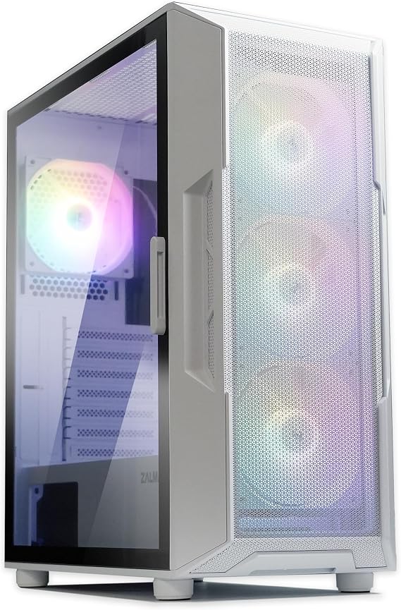 Zalman i3 Neo ATX Mid-Tower RGB Gaming PC Desktop Computer Case, White