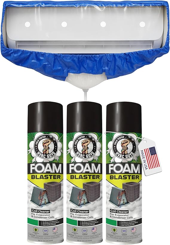 Leak Saver HVAC Guys Mini Split Cleaning Kit + 3PK Foam Blaster AC Coil Cleaner for AC Unit