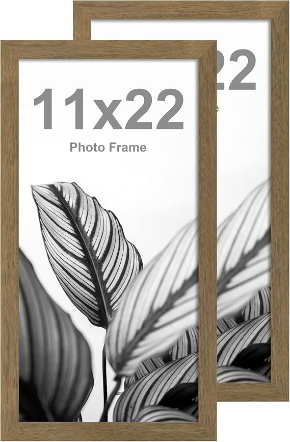 FrameWorks 11" x 22" 2-パック ダークオーク バックローディング 木製ポスターフレーム クラシックエッジ