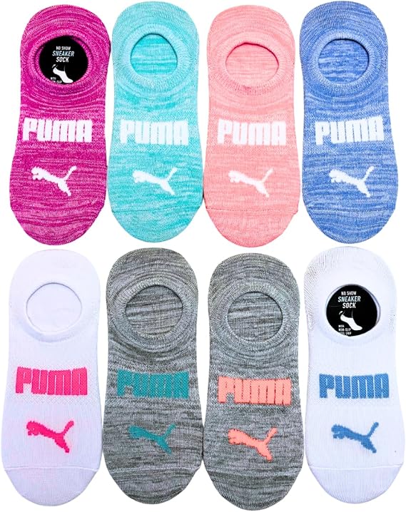 PUMA Women's Sneaker Liner Socks, 8 pair, Assorted Colors, Fits 5-9.5