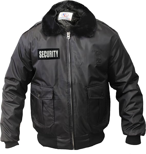 First Class Watch-Guard Bomber Jacket with Reflective Security ID (Black)