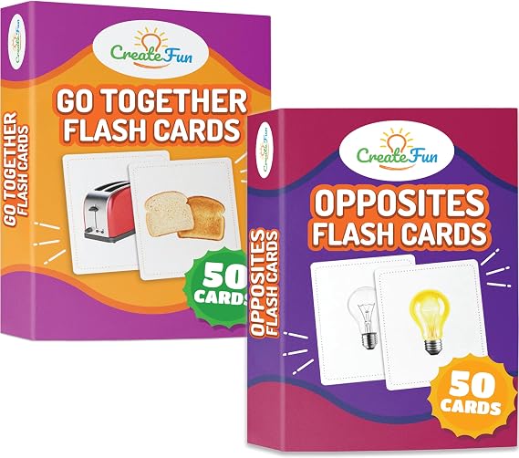 CreateFun 100 Go Together Opposites Flash Cards Set - Gifted Kids Learning