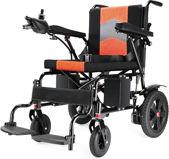 Electric Wheelchairs for Adults - 19" Wider Seat&15 Miles Range, Support 330 lb, Foldable Motorized Wheelchair with Large Tire for Home, Park, Travel, Orange
