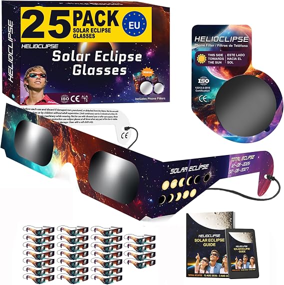 Helioclipse Gafas Eclipse Solar Homologadas ISO 12312-2 6/12/25/50/100 Pack