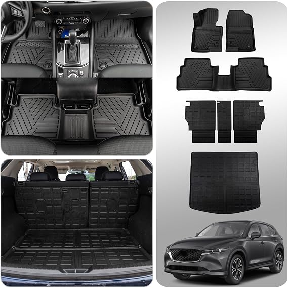 フロアマット 2023 2024 2025 マツダ Cx5 トランクマット カーゴライナー Tpe 全天候 バックシートカバー プロテクター 2024 Cx-5 アクセサリートランクマット+背もたれマット+フロアマット