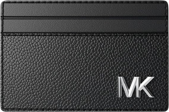 Michael Kors Men's Card Case, Silver-Tone Hardware/Leather, Black