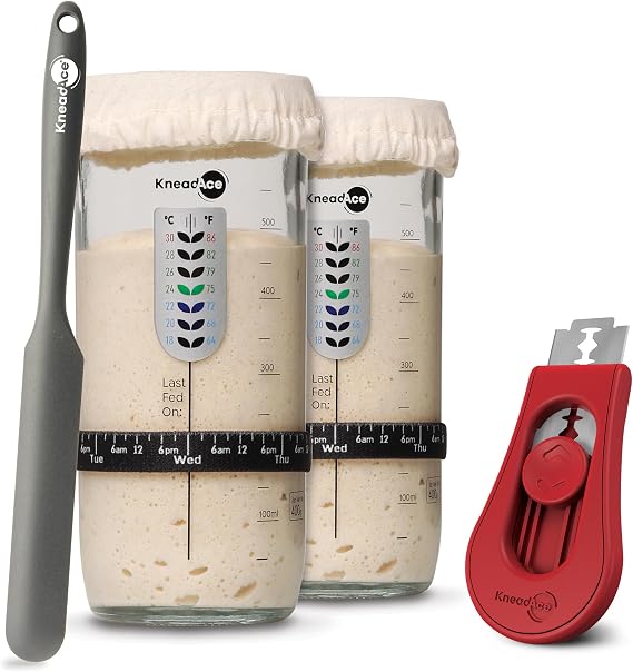 KNEADACE Sourdough Starter Jar & Bread Scoring Set