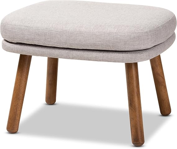 Baxton Studio Louelle Ottoman, Greyish Beige