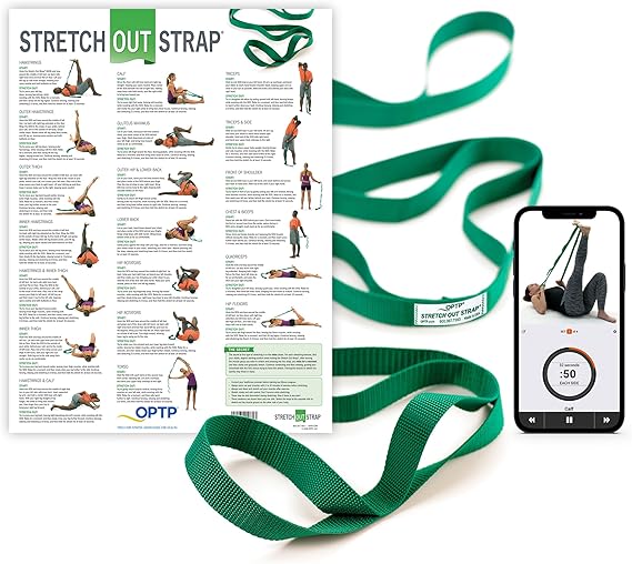 OPTP The Original Stretch Out Strap with Exercise Poster Made in the USA