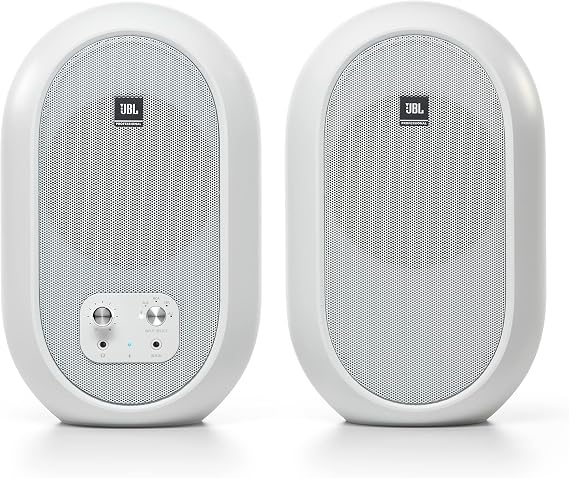 JBL Professional 1 Series 104-BT Compact Desktop Reference Monitors with Bluetooth, White, Sold as Pair, 4.5-inch Speaker