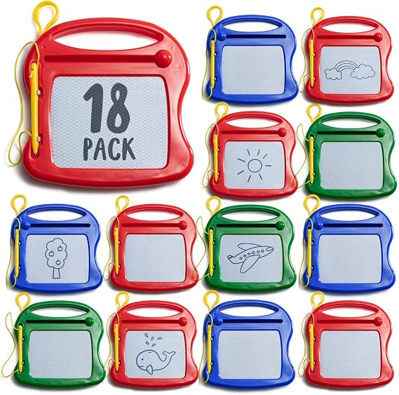 PREXTEX 18-Pack Mini Magnetic Drawing Board for Kids - Mini Doodle Pad Bulk Toys for Classroom Toys - Goodie Bags for Kids Birthday, Daycare, and Toddler Party Favors