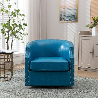 360 Swivel Chair Modern Accent Chairs Armchair with Solid Wood Frame,Mid Century Upholstered Recliner Chair,Retro Leisure Chair for Living Room, Studio, Office, Dressing Room