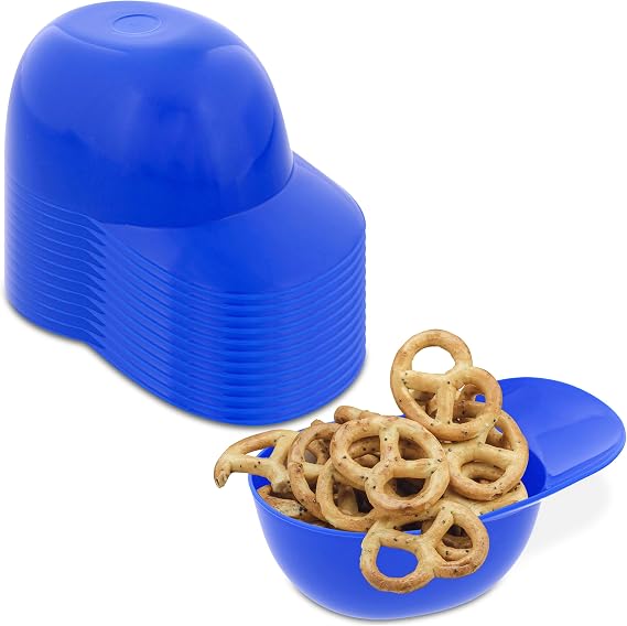 Lot45 Mini Baseball Helmet Ice Cream Snack Bowls - 12pc 8oz Blue Baseball Snacks Mini Dessert Cups for Party and Games