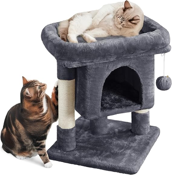 Yaheetech Cat Scratching Tree 59 cm with Condominium Large Dark Grey