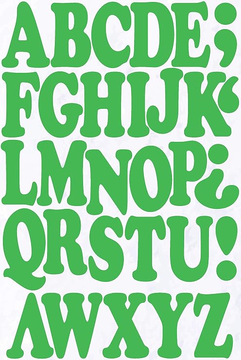 IRON 'EM Green Iron On Letters for Fabric, Clothing, Custom Tshirt, DIY Craft for Kids, Adults, and Toddlers 2" Dura-Felt Letters for Fabric, Heat Transfer Letters. Classic Font. 2 Sheets