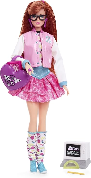 Barbie Rewind Doll,#39;80s Edition Schoolin' Around Outfit with Varsity Jacket, Acid-Washed Skirt and Rad Accessories