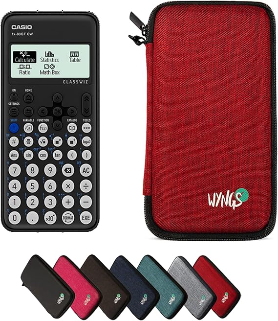 Casio FX-83GTCW Black including a WYNGS protective case in Red - Basic Set