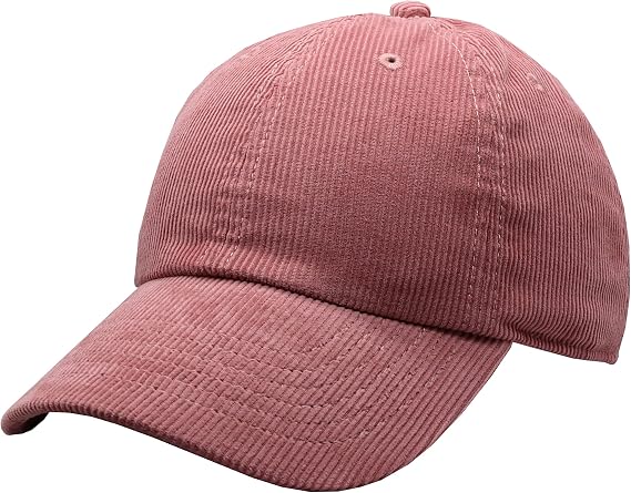 Newhattan Solid Corduroy 100% Cotton Vintage Unisex Baseball Adjustable Polo Trucker Cap Hat (Smoke Pink)