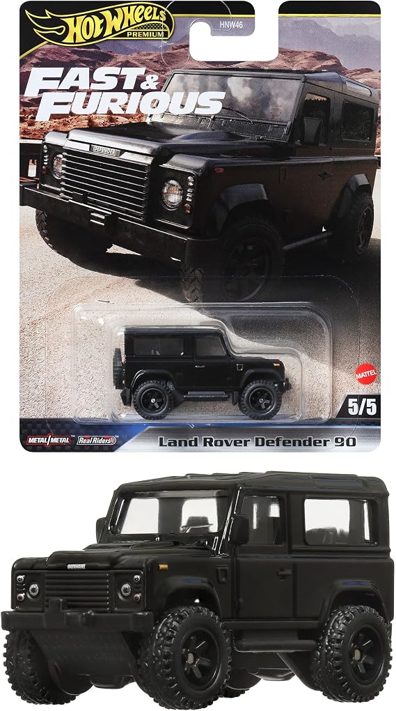 Hot Wheels Fast and Fast - Land Rover Defender 90 Ride On Toy Mini Car Ages 3+ Black HYP74