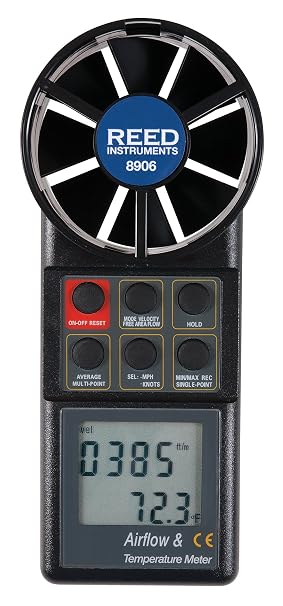 REED Instruments 8906-NIST Vane Thermo-Anemometer, CFM (Air Volume),