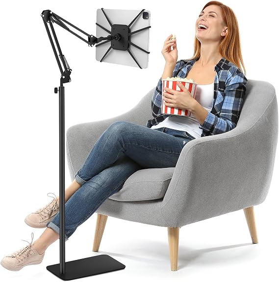 Tablet Floor Stand with Metal Base, Tablet Holder for Bed, iPad & Kindle