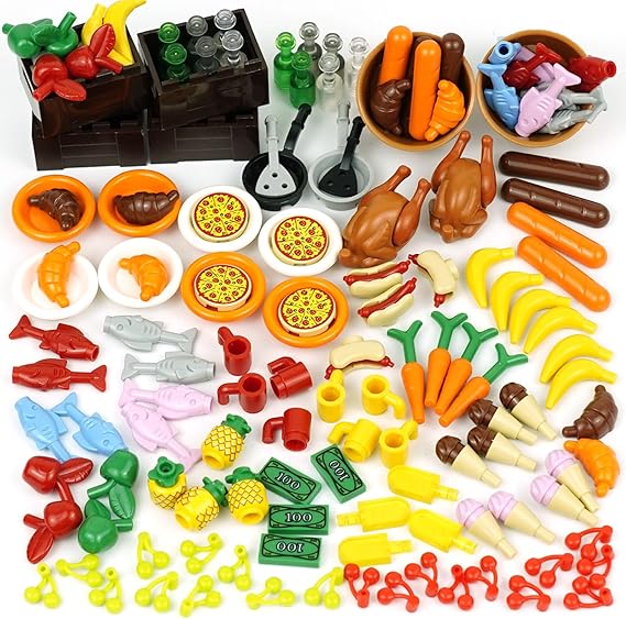 City Food Accessories - Building Block Friends Animals Bricks, People House Kitchen Farm Restaurant MOC Pieces Parts, Classic Party Favors Toys for Boys Girls