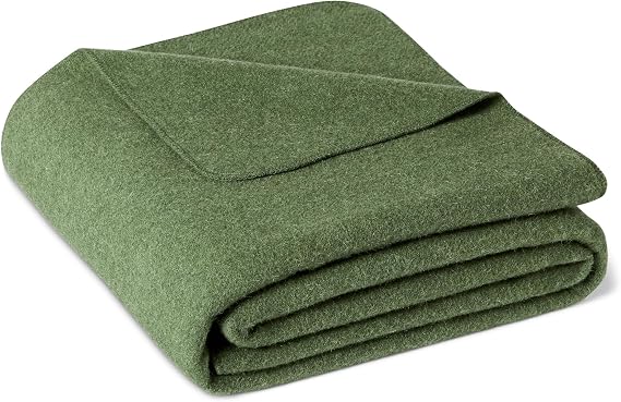 Amazon Basics Outdoor Camping Blanket, Military-Style Wool Blend, Camping Essentials