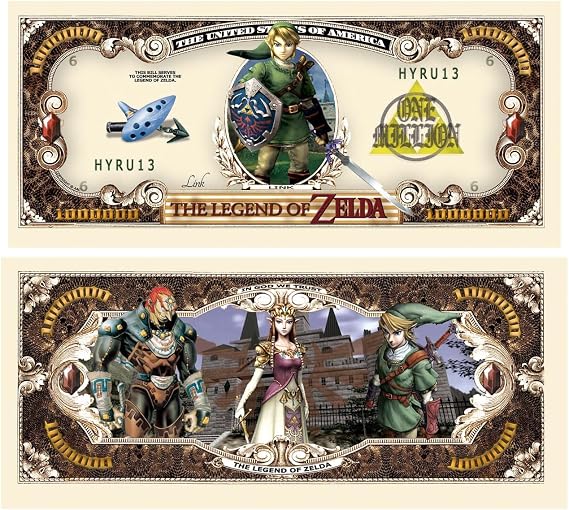 American Art Classics Pack of 25 - Legend of Zelda Limited Edition Collectible Novelty Million Dollar Bill - Best Gift for Zelda Fans Link, Twilight Princess