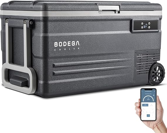 BODEGACOOLER 12 Volt Car Refrigerator,80 Quarts Portable Fridge,75L RV Freezer Single Zone,with APP Control,-4F-68F Car Cooler,12/24V DC & 100-240V AC for Travel, Camping,Outdoor,Truck,SUV