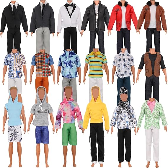 ZTWEDEN 12 Inch Boy Doll Clothes with Leather Jackets Suit Shirts Sweatshirts Shorts Pants T-Shirts for Girls and Boys Xmas Gift (Randomly 6 Sets, 12 Pieces )