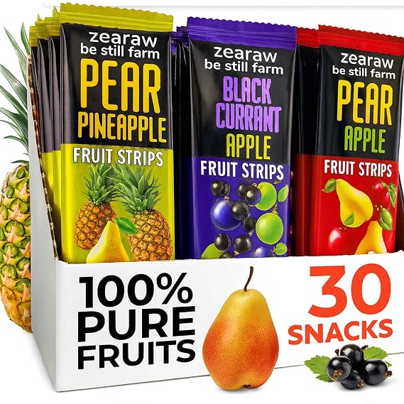 30 Fruit Leather Jerky Strips Variety Pack Kids and Adults Healthy Snacks