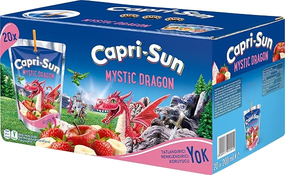 Capri-Sun Mysticdragon (Ejder Meyveli, Elmalı, Muzlu, Çilekli) (200 ml x 20 Adet)