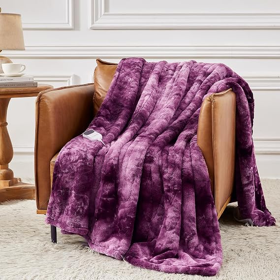 Homemate Electric Heated Heating Blanket Twin Size 62"x84" Faux Fur Sherpa