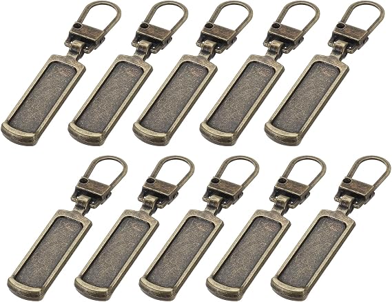 PATIKIL Zipper Pull Replacement, 10 Pcs Detachable Metal Zipper Tab Repair Kit Handle Fixer Extension for Luggage Jackets Suitcase Boots, Bronze