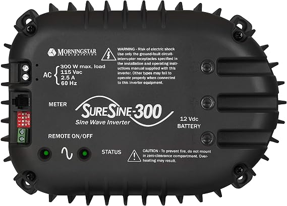 Morningstar SureSine Classic 300W Pure Sine Wave Inverter, 12V 115VAC 60Hz