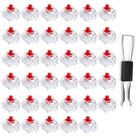 35pcs 3-Pin Red Linear Mechanical Keyboard Switches with Key Puller