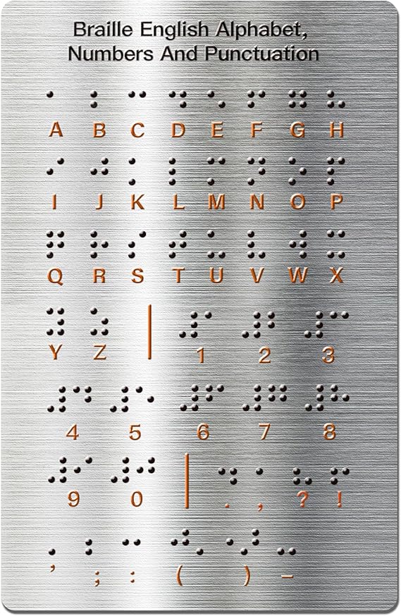 Braille Alphabet Board with Raised Dots, Numbers & Punctuation Braille Learning for Beginners, Education Gifts, Braille Teaching Aid for Blind Children, Adults (7.25 * 4.7 Inches)