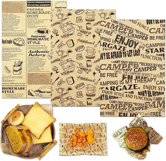 AEE® 100 Adet Vintage Gazete Desenli Yağ Geçirmez Sunum Kağıdı 25x35 cm | Hamburger, Fast Food, Mangal ve Paket Servis İçin Gıda Altlığı