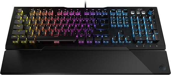 ROCCAT Vulcan 121 AIMO Linear Mechanical Titan Switch Full-size PC Gaming Keyboard with Per-key AIMO RGB Lighting, Anodized Aluminum Top Plate and Detachable Palm Rest Black