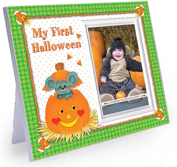 "My First Halloween" Pumpkin Picture Frame by Expressly Yours!, Baby's First Halloween Frame Keepsake, Giftable Memory designed for Tabletop Seasonal Fall Decor
