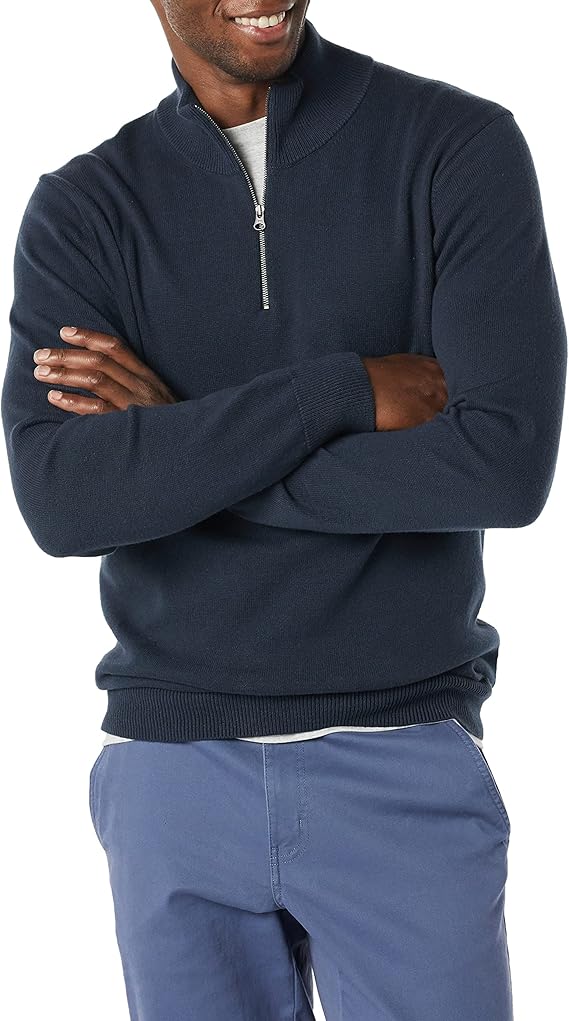 Amazon Essentials Men's 100% Cotton Quarter-Zip Jumper