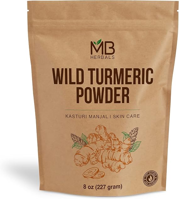 MB Herbals Wild Turmeric Powder 8 oz / 0.5 LB | Organic-Cultivated Kasturi Manjal| Amba Haldi | Kasturi Turmeric | No Preservatives | Chemical Free | for Face Packs & Face Mask